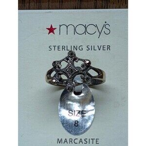 Macys Sterling Silver Marcasite Ring Vintage Size 8